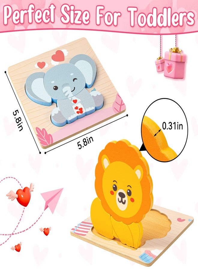 LACCHOUFEE Wooden Puzzles for Toddlers 1-3, 4 Pack Wooden Puzzles with Animals Design, Birthday Gift for Boys Girls, Kids Party Favors Gifts - Educational Preschool Classroom Toys - Image 2